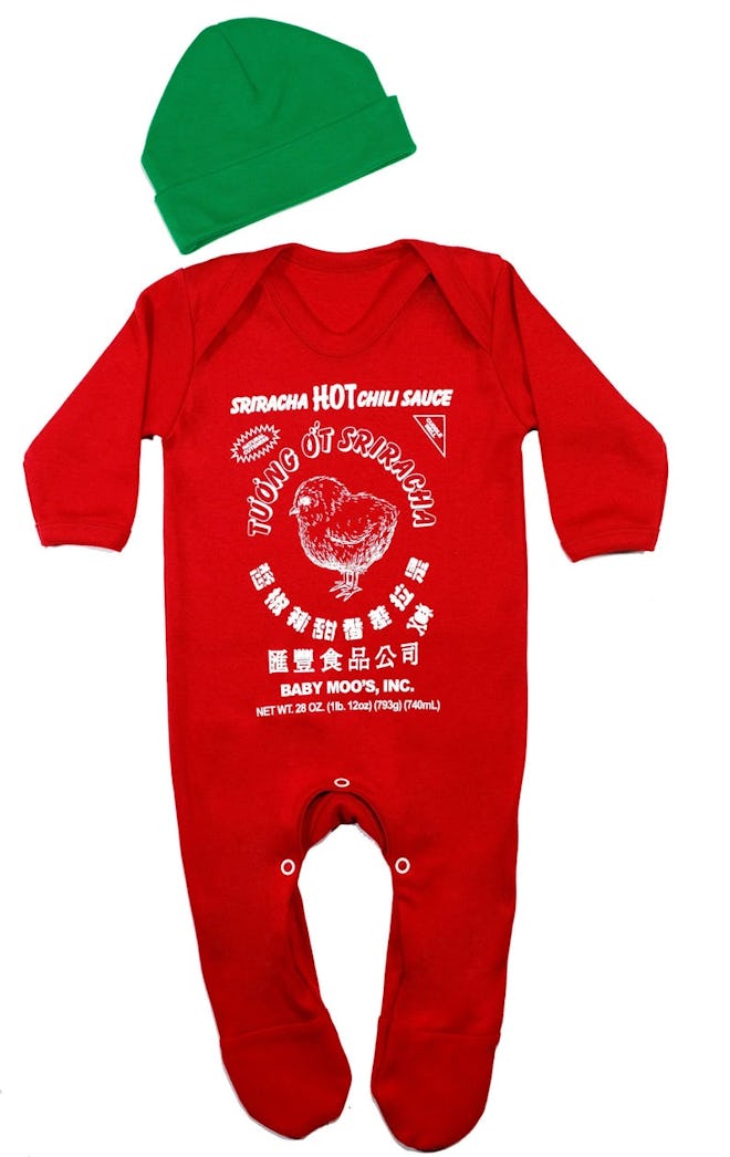 Sriracha Hot Chilli Sauce Baby Costume Set | Sleepsuit & Hat Set | Novelty Food Romper Outfit Clothe...
