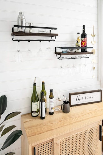 Mkono Wall Mounted Wine Shelves (2-Pack)