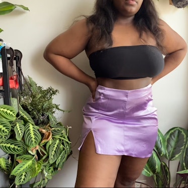 @chicagoplussizethrift Plus-Size Silk Mini Skirt