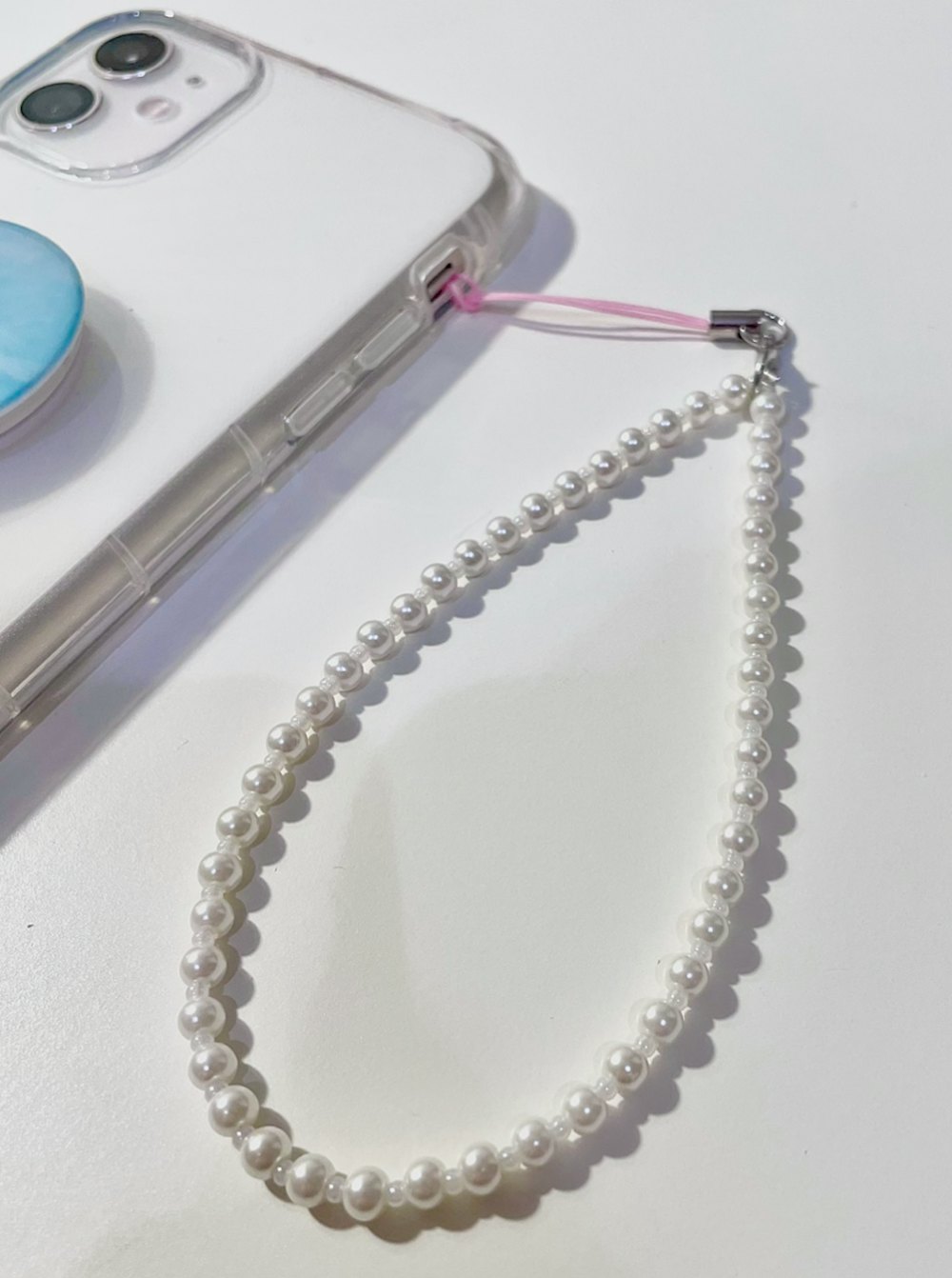 Elegant Pearl Beaded Wristlet Phone Strap