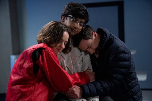 Brigette Lundy-Paine as Casey Gardner,  Nik Dodani as Zahid, and Keir Gilchrist as Sam Gardner in At...
