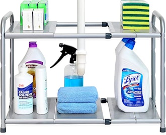SimpleHouseware Under Sink 2 Tier Expandable Shelf Organizer Rack