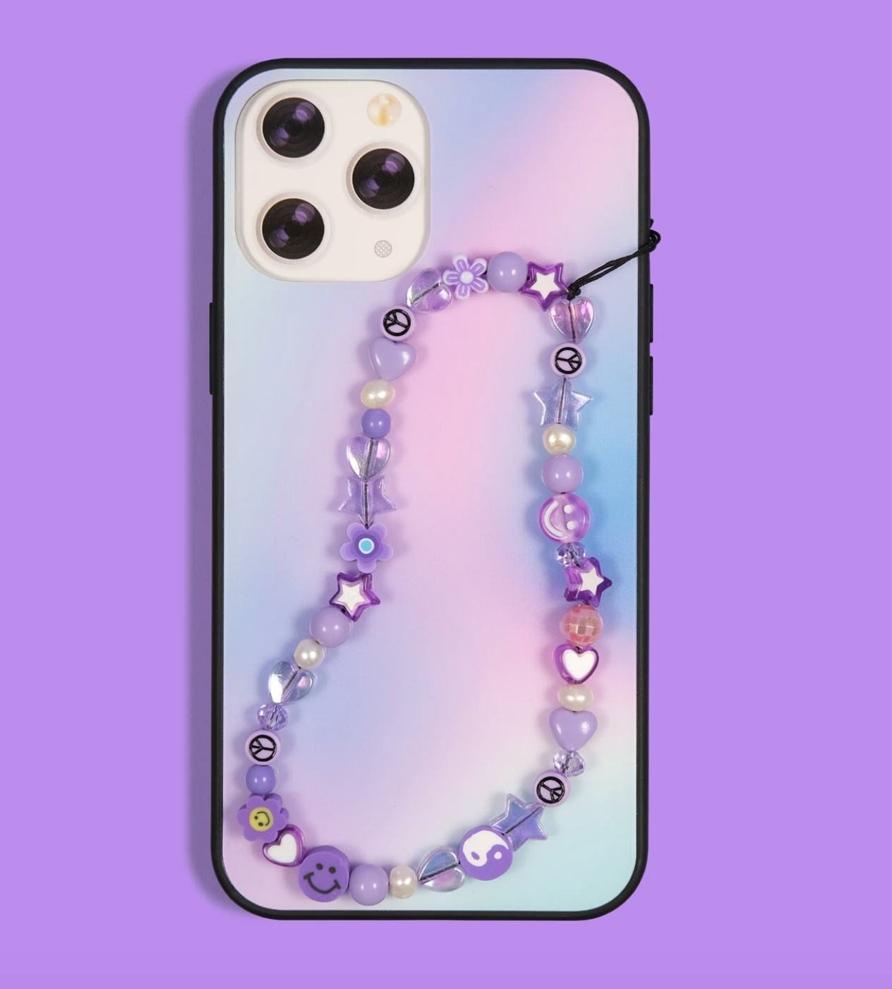 Grape Beaded Phone Strap