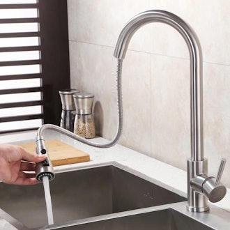 Angle Simple Pull Out Kitchen Sink Faucet