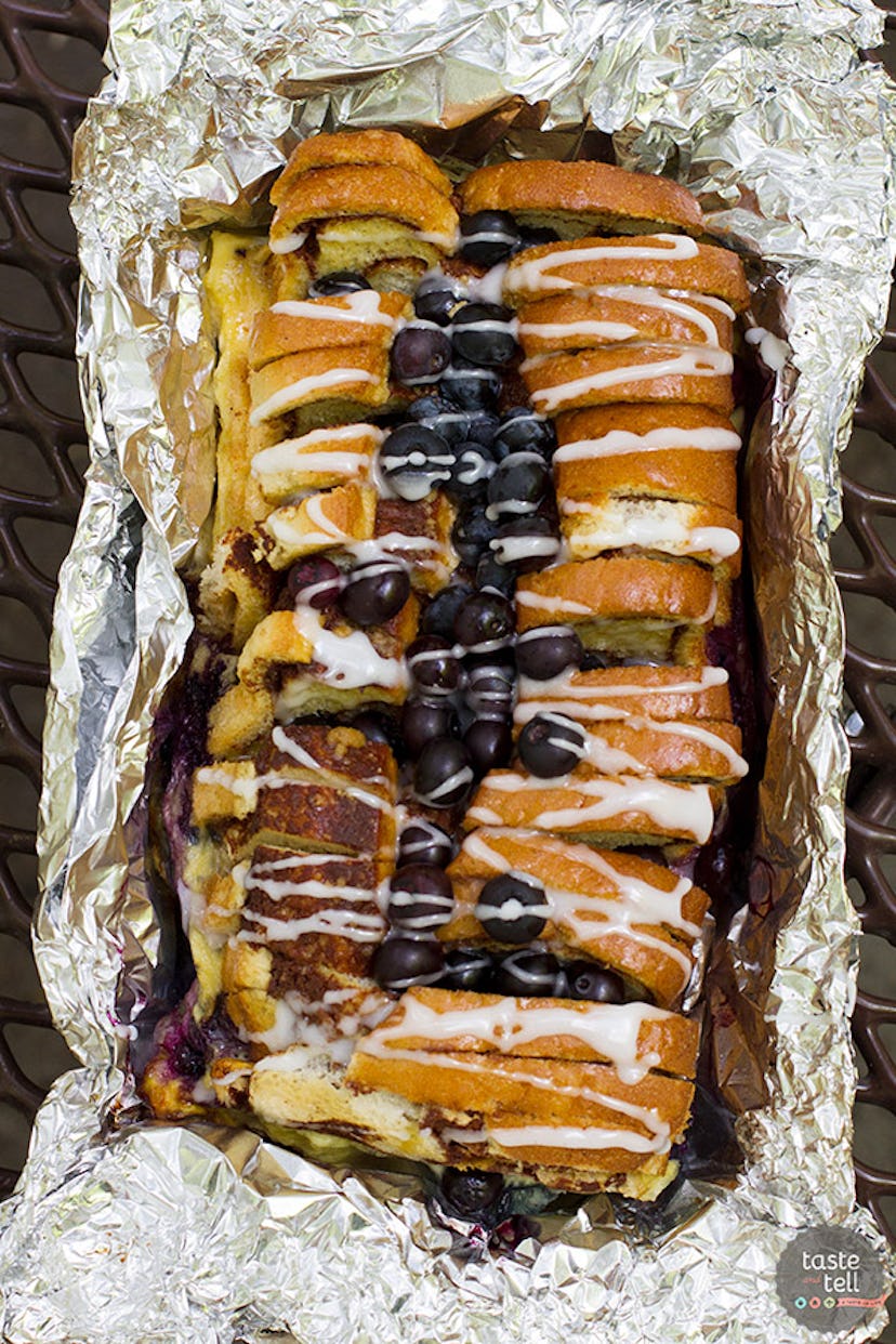 campfire cinnamon blueberry bread