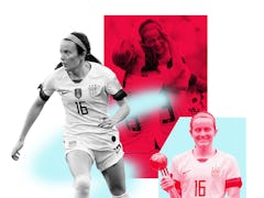 A collage with photos of a soccer star Rose Lavelle.