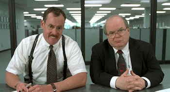 An employee gets a performance review in the film Office Space