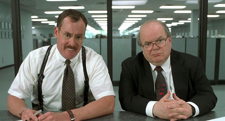 An employee gets a performance review in the film Office Space