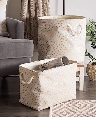 DII Gold Print Collapsible Polyester Storage Bin