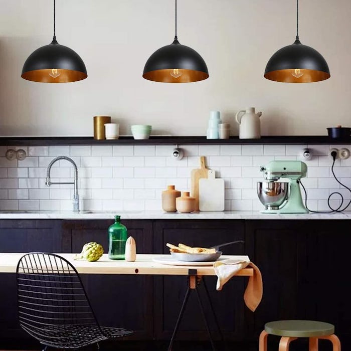 Tomshine Pendant Light Globe Metal Shade Hanging Light Fixture (2-Pack)