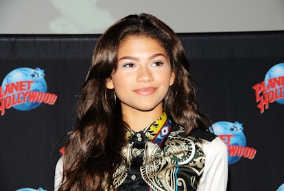Zendaya tries out the early 2000s makeup trend of white eyeshadow at an event in 2013.