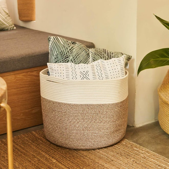 Goodpick Large Cotton Rope Basket (15.8"x15.8"x13.8")