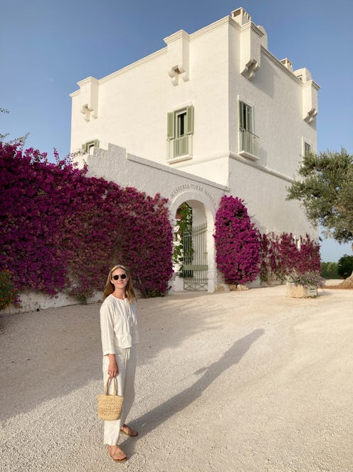 White linen pants vacation staple