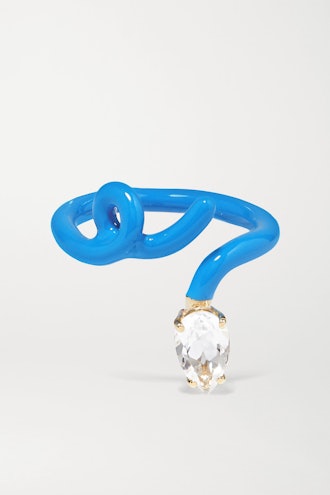 Bea Bongiasca Baby Vine Tendril Enamel, Gold, and Crystal Ring