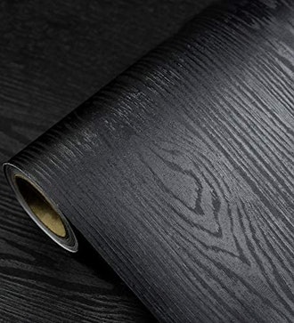 Tiltil Black Wood Peel & Stick Wallpaper 