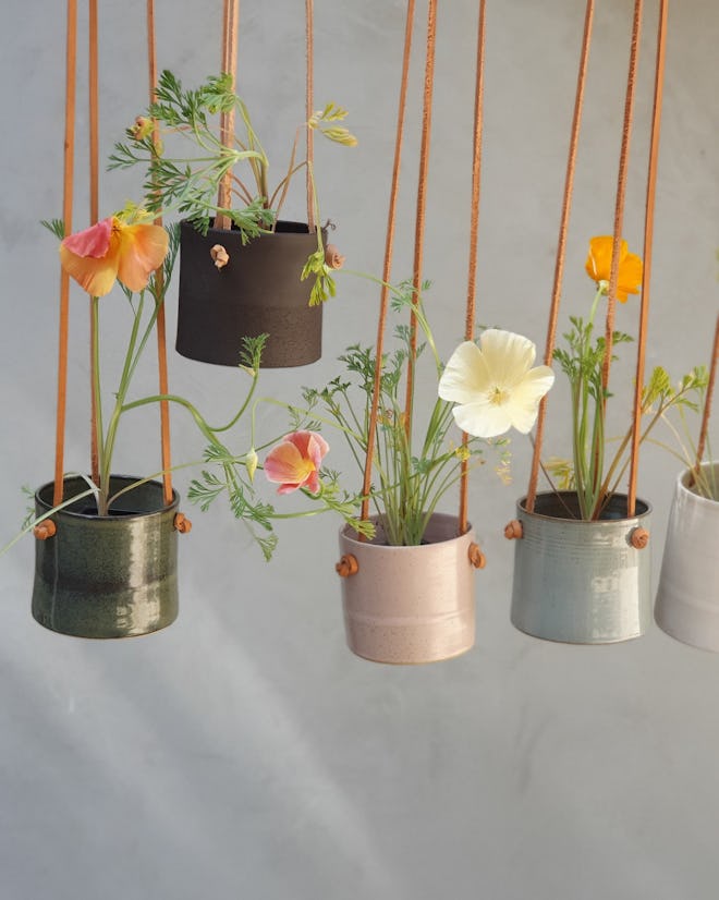 Hanging Planter With Leather Straps