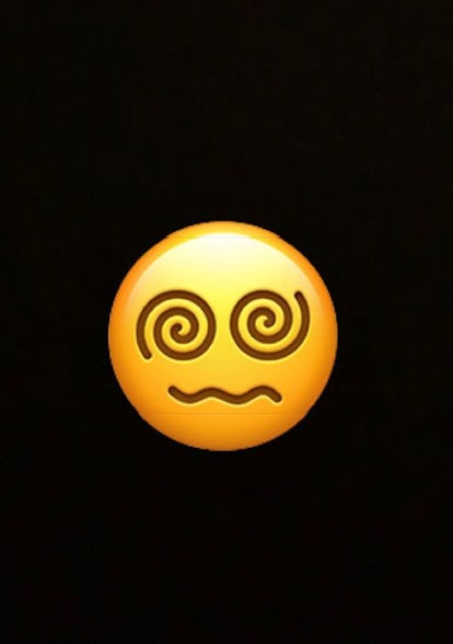 The face with the spiral eyes emoji is commonly used to indicate dizziness, but may also represent hypnosis or other forms of disorientation.