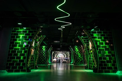 the ministry of magic, a green tiled room 
