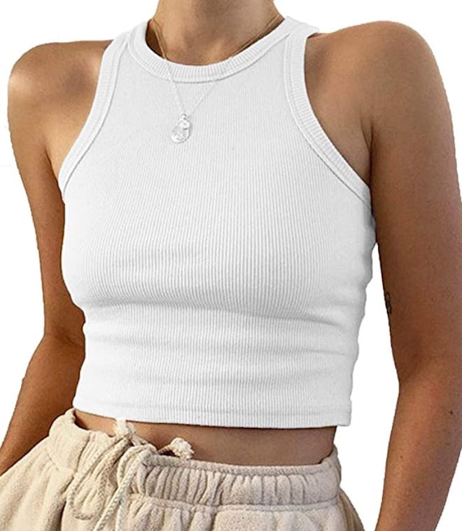 KAMISSY Rib-Knit Binding Crop Top