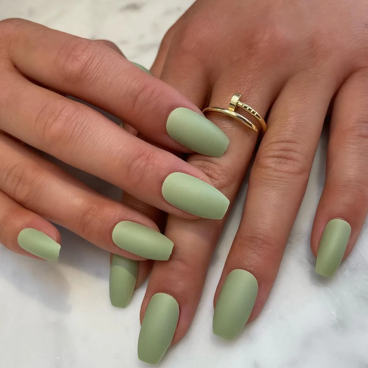 Sage Green Nails Are 2021's Mani Trend