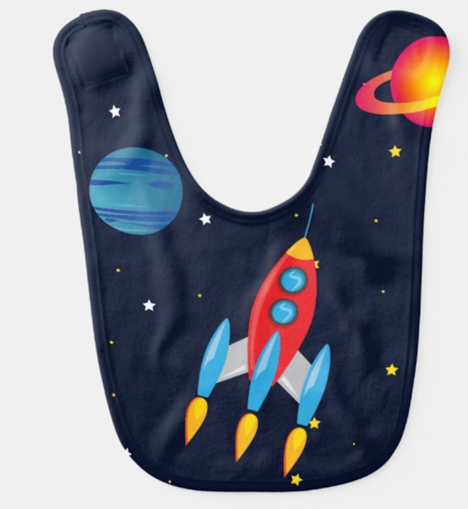 Retro Rocket & Planets in Outer Space Bib