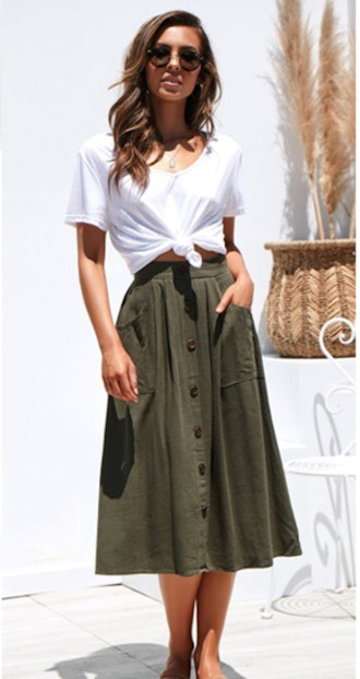 Naggoo Pleated Midi Skirt