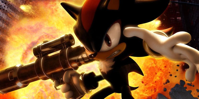 Shadow the Hedgehog with a gun.
