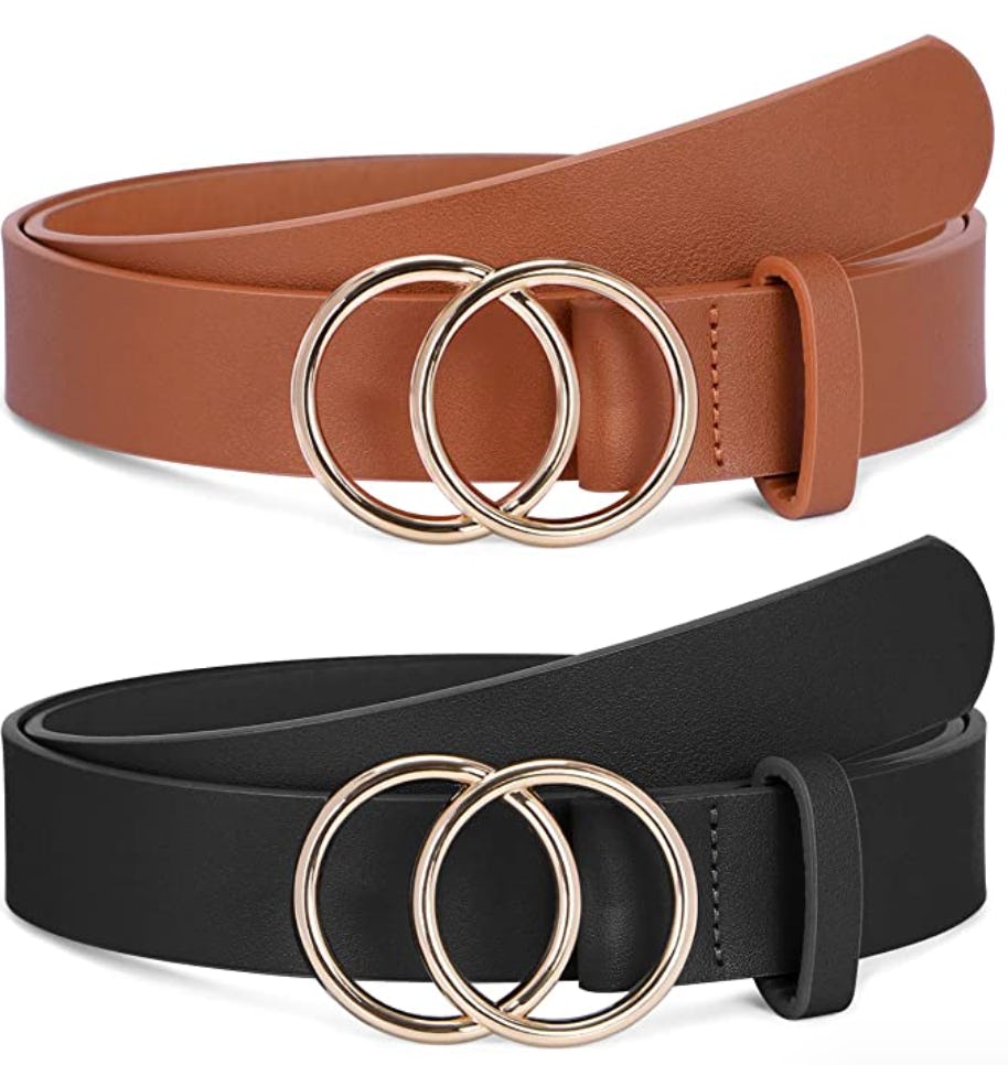 SANSTHS Faux Leather Belts (Set of 2)