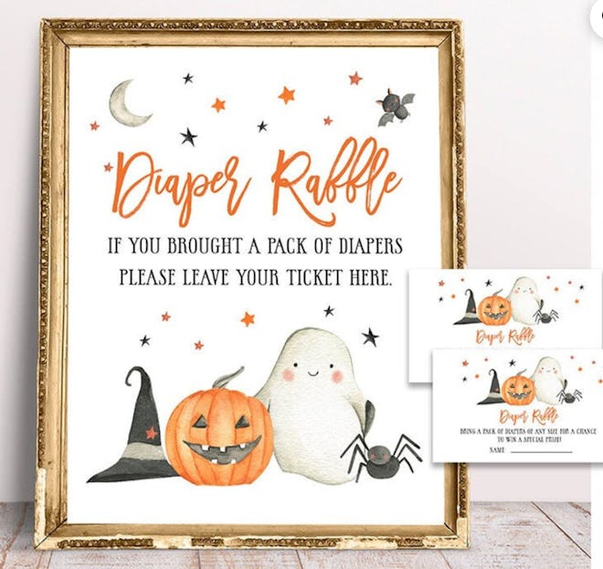 etsy CatAndBru, Halloween Diaper Raffle Sign and Ticket