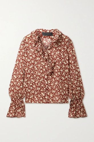 Cecily ruffled floral-print silk-chiffon blouse from Nili Lotan, available to shop on Net-a-Porter.