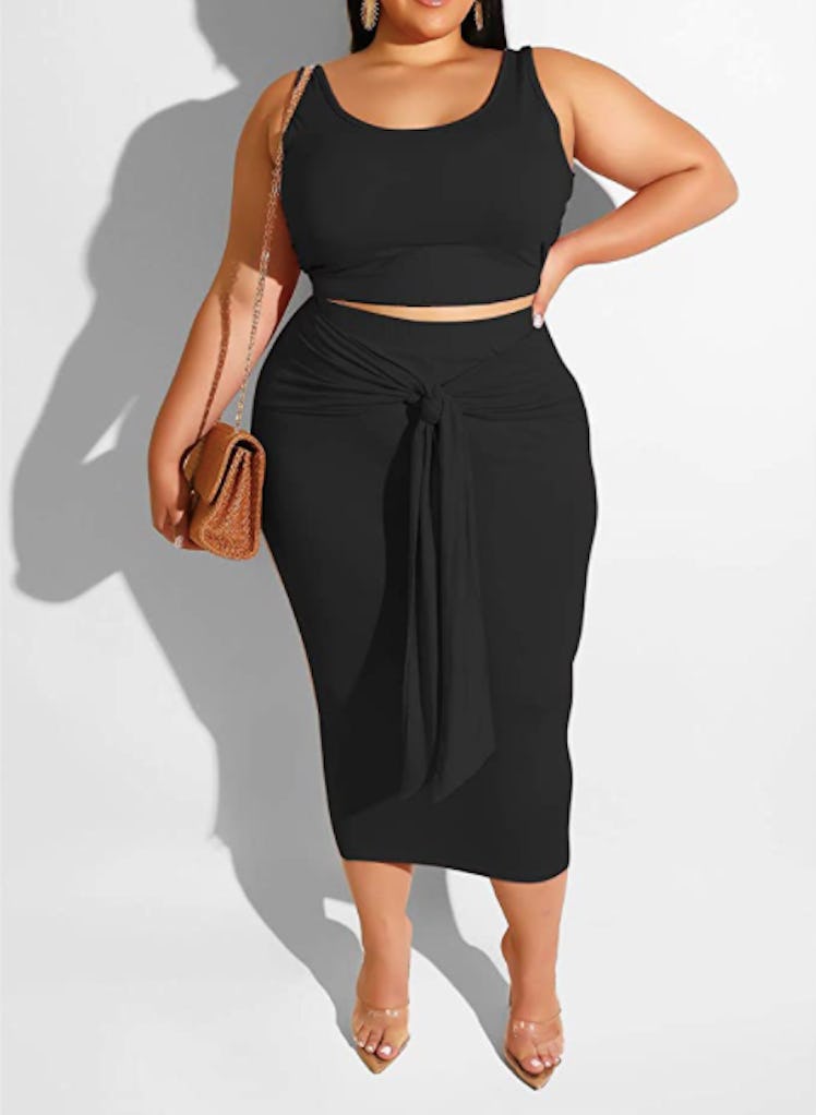 Iymoo Plus-Size Two-Piece Midi Dress