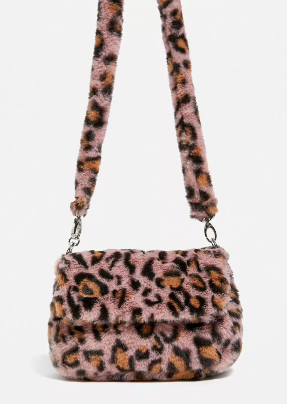 Topshop leopard print teddy clearance faux fur shoulder bag