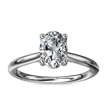 Petite Hidden Halo Solitaire Plus Diamond Engagement Ring