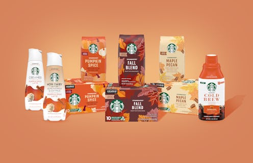 Starbucks' new fall-themed products include Pumpkin Spice Flavored Non-Dairy Creamer.