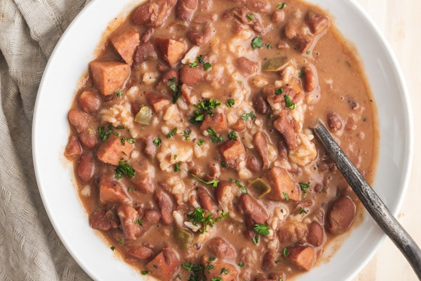 Red beans and rice is an easy slow cooker recipe for school nights.