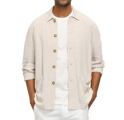 PJ PAUL JONES Casual Linen Shirt Jacket