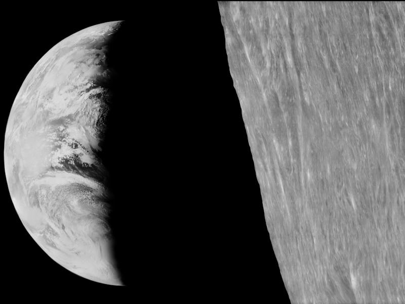 The 1966 Earthrise photographed by the Lunar Orbiter 1 spacecraft as reprocessed by the Lunar Orbite...