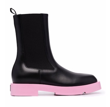 Givenchy's Color Block Leather Chelsea Boots in pink. 