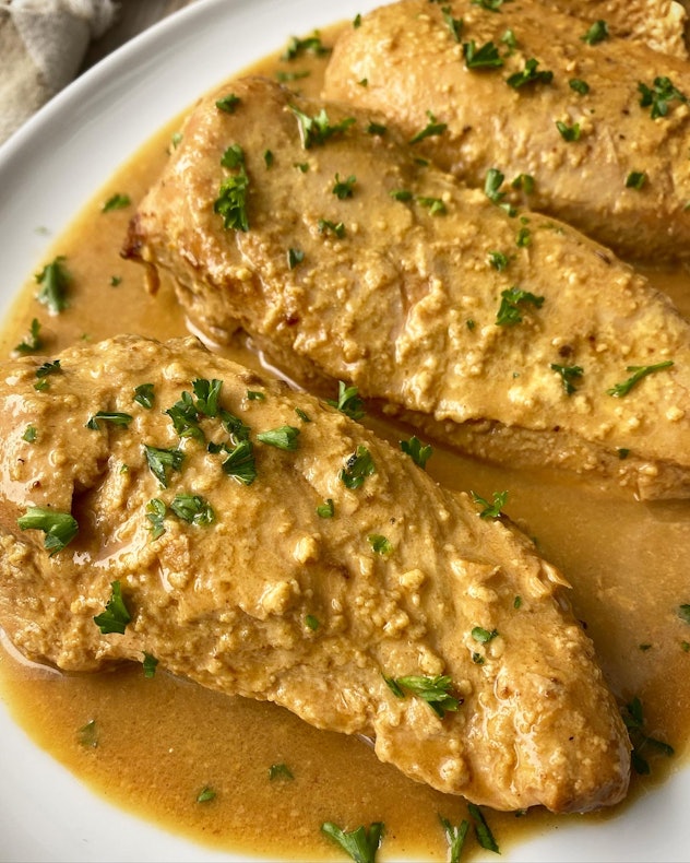 Maple mustard chicken is an easy slow cooker recipe for school nights. 