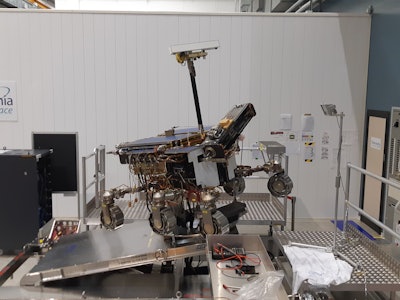 A test version of the Rosalind Franklin rover in Turin, Italy. 