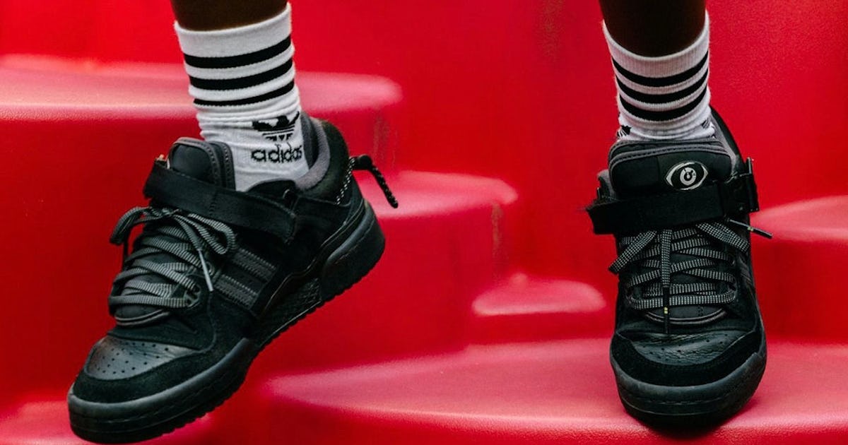 Bad Bunnyâs black, school-inspired Adidas Forum sneaker drops next week
