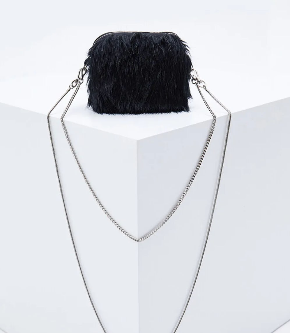 Mini Faux Fur Chain Bag