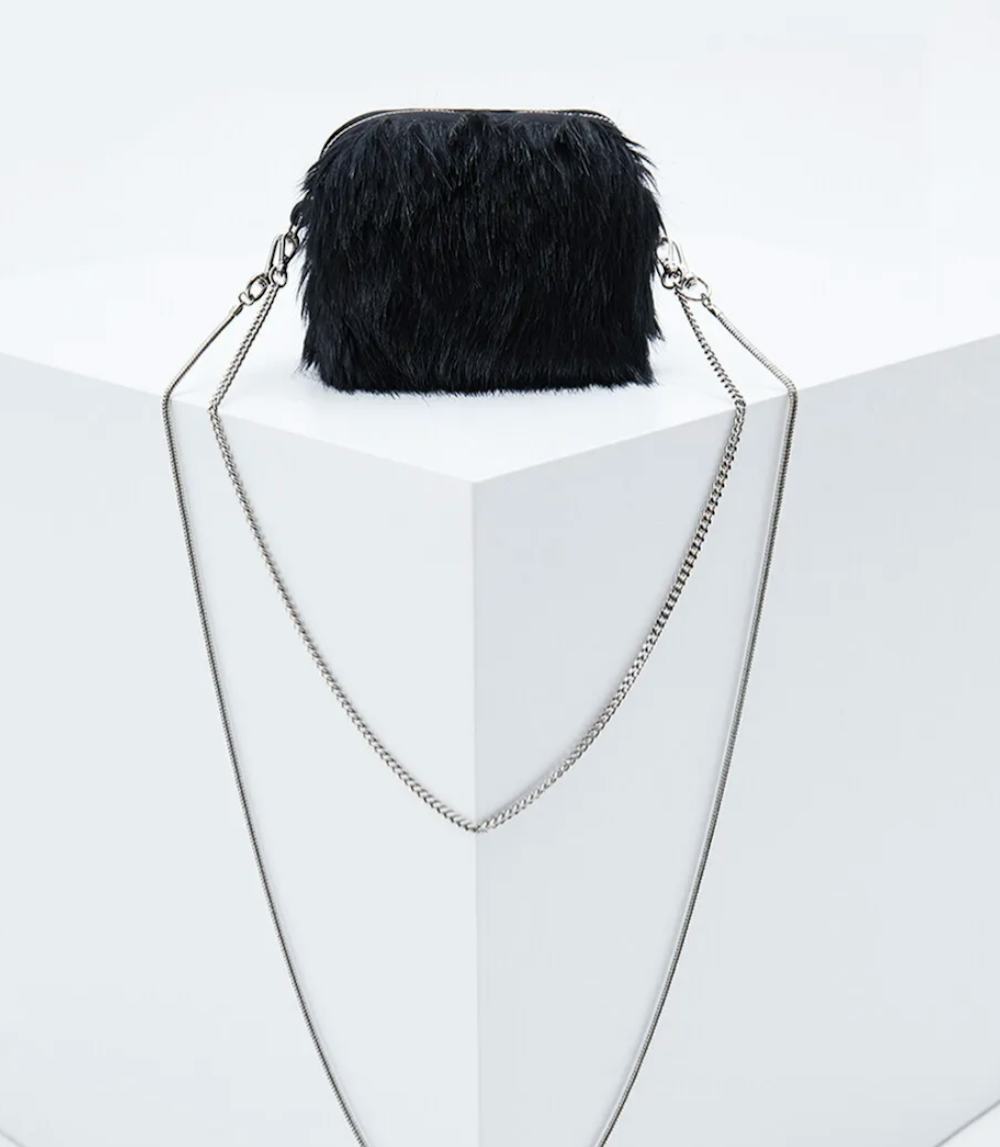 Mini Faux Fur Chain Bag