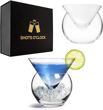 LEMONSODA Stemless Martini Glasses with Chiller (Set of 2)