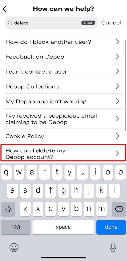 How to delete a Depop account.