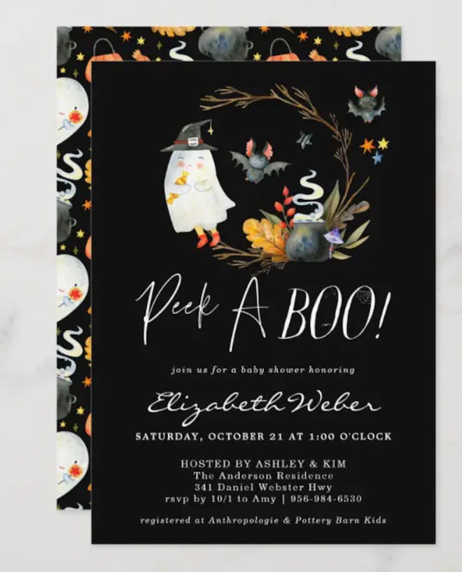 zazzle Peek-A-Boo | Little Ghost Halloween Baby Shower Invitation