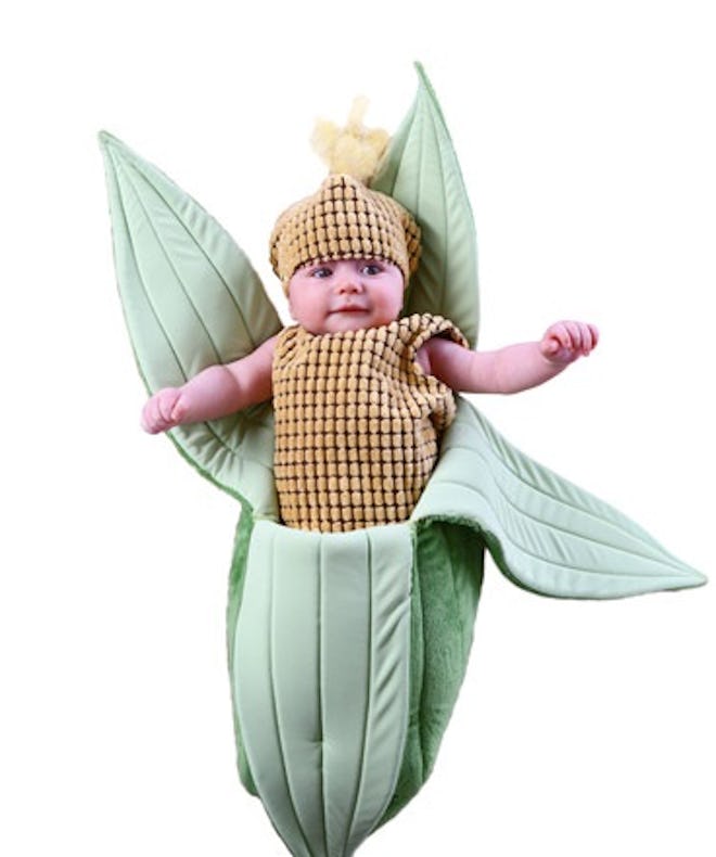 Baby wearing ear of corn Halloween costume