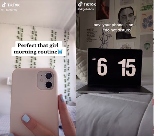 Screenshots of "that girl" videos on TikTok viral trend.