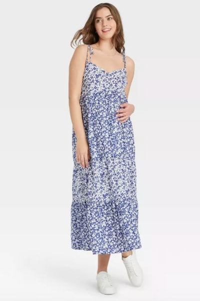 maternity blue floral flowy dress from hatch x target