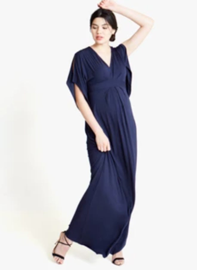 long drapey modal and spandex navy blue maternity dress